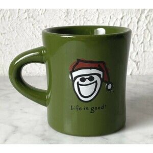 Life is Good Green Santa Heavy Diner Mug-Do What You Like, Like What You Do Cup